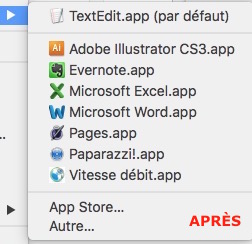 ouvrir avec… après