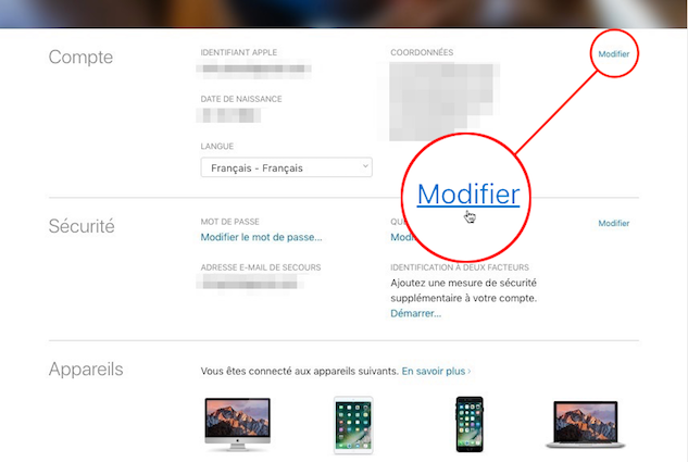 identifiant Apple-Modifier