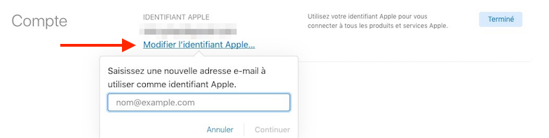 identifiant Apple-Nouvel identifiant