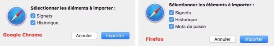 astuces pour Safari pour importer des Signets de Chrome et Firefox